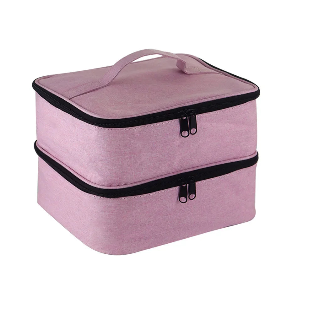 Nail Polish Storage Bag Essential Oil Bag Portable Cosmetic Nail Care Kit Nail Care Tool Storage Box Double Layer 30 Compartment