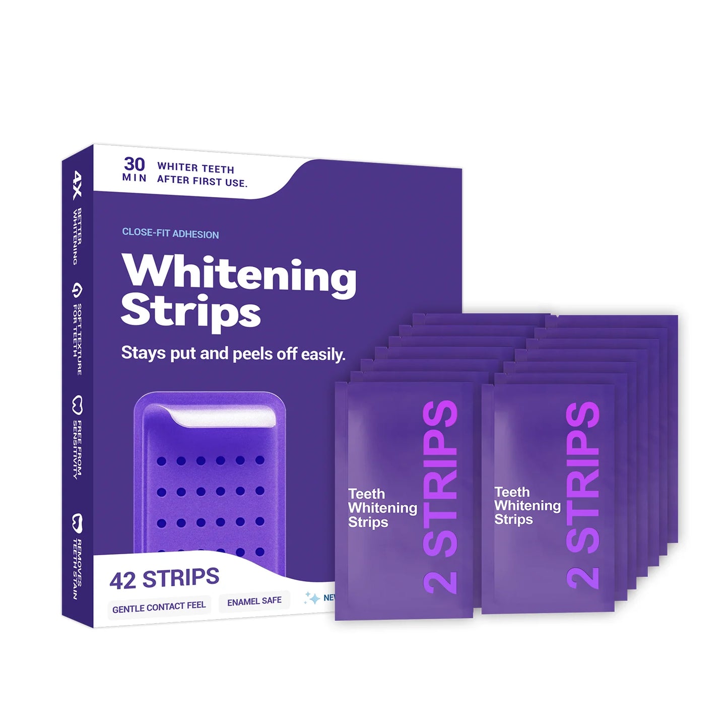 Purple Teeth Whitening Strip Fresh Breath Removing Yellow Stains Cleaning Dental Bleaching Brightening Patch Oral Care Daily Use