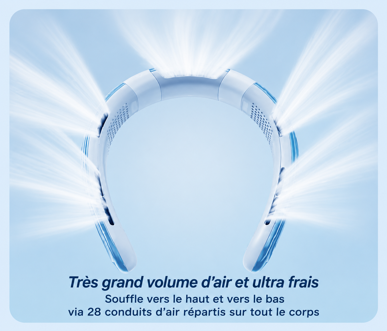 Ventilateur de Cou Rechargeable 10000mAh — Refroidissement 5 Cœurs