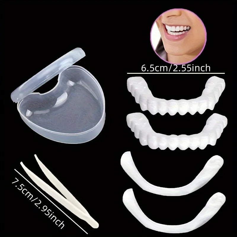 12Sets Complete Snap-On Denture Kit, Upper & Lower Instant Whitening Veneers