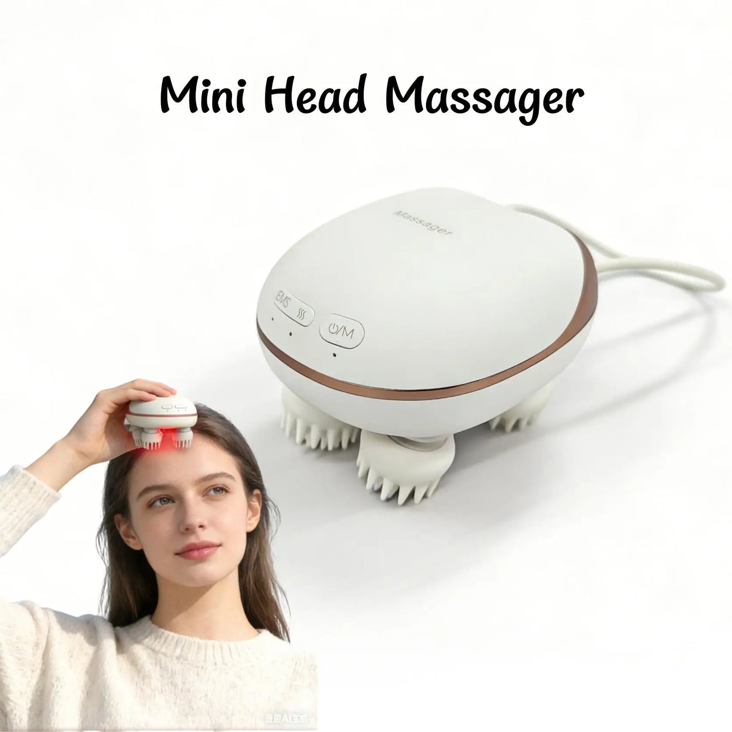 Electric Mini Scalp Head Massager EMS Head Cleaning Massager Waterproof Head Scratcher for Relaxing Scalp & Deep Cleansing