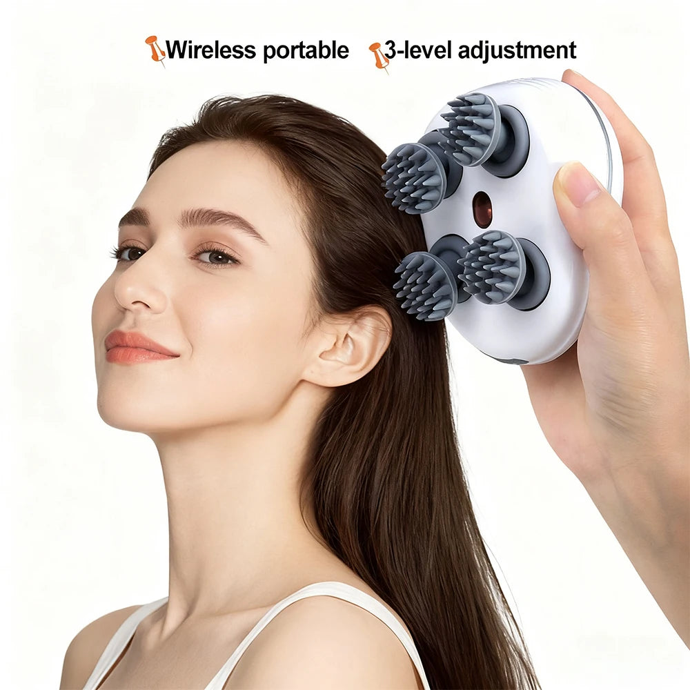 Electric Head Massager Rechargeable Scalp Kneading Massage Portable Red Light Care Handheld Massager Stress Relax Comfort