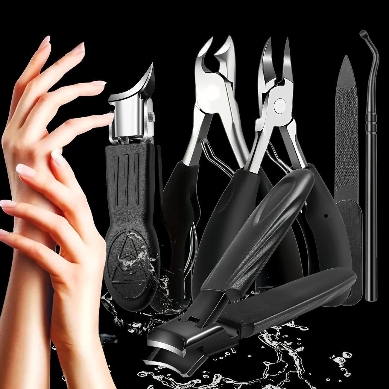 Nail care kit, suitable for growing toenails and thick toenails equipped with nail files cuticle forceps and nail trimming tools