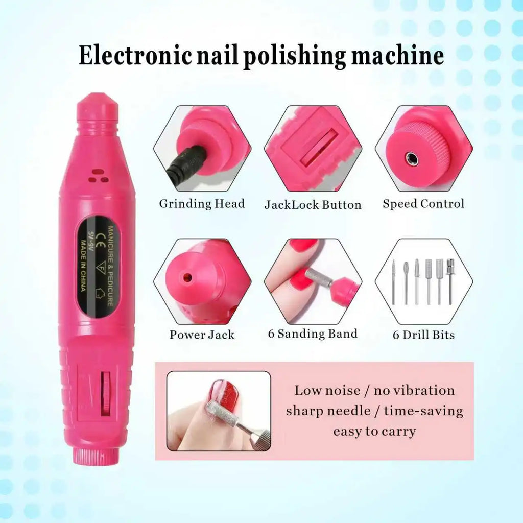 Nail Lamp Kit, Polishing Pen, Nail Care Accessory Kit, Handheld Pen Style Sanding and Polishing Blocks, Nail Tools