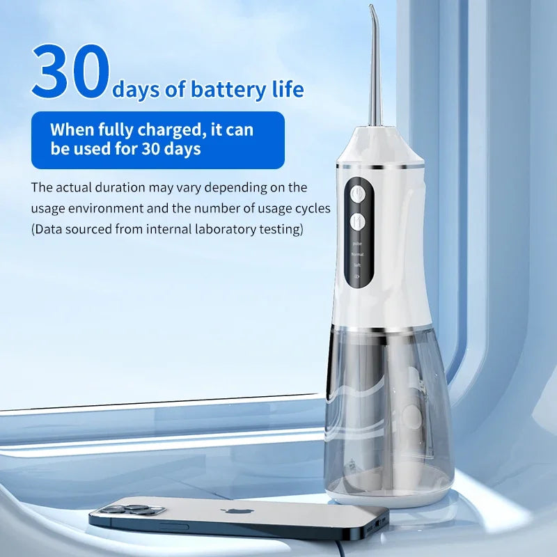 Portable Oral Irrigator 300ML Water Flosser Teeth Whitening Waterproof Dental Care Kit
