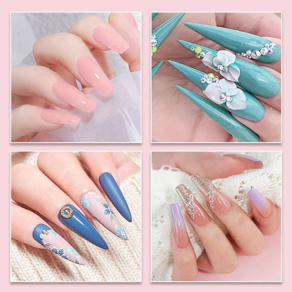 Nail Acrylic Powder and Liquid Monomer Nails Art Kit Decoration For Manicure Set Kit Crystal Glitter 3D Nail Tips Carving Tools