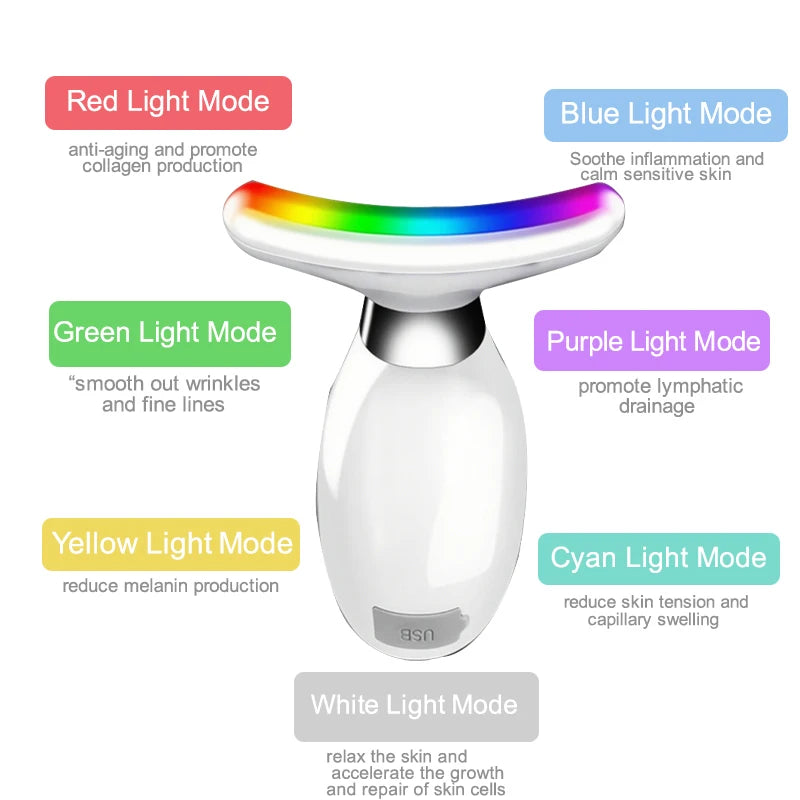 Anti Wrinkle Facial Vibrating Massager Skin Rejuvenation Device 7-Color LED Brightening Firming Eliminate Wrinkle Beauty Machine