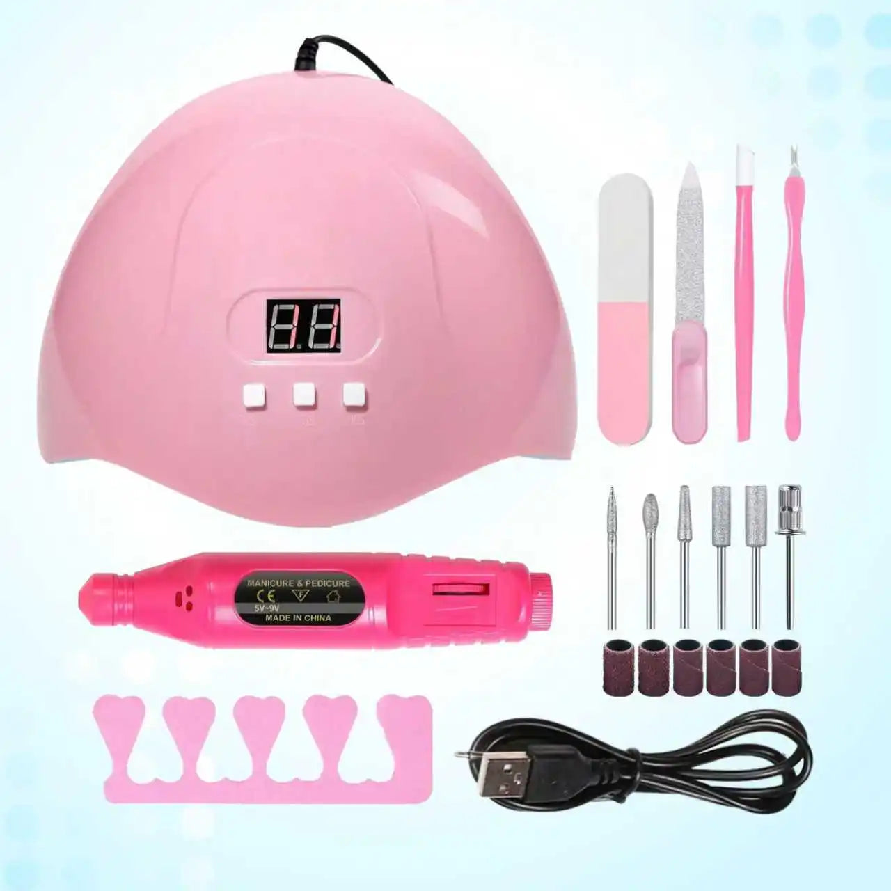 Nail Lamp Kit, Polishing Pen, Nail Care Accessory Kit, Handheld Pen Style Sanding and Polishing Blocks, Nail Tools