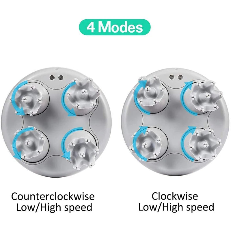 Electric Head Scalp Massager Portable Head Scratcher with Tissue Kneading Nodes Back Massager for Shoulder Calf Muscles Relax