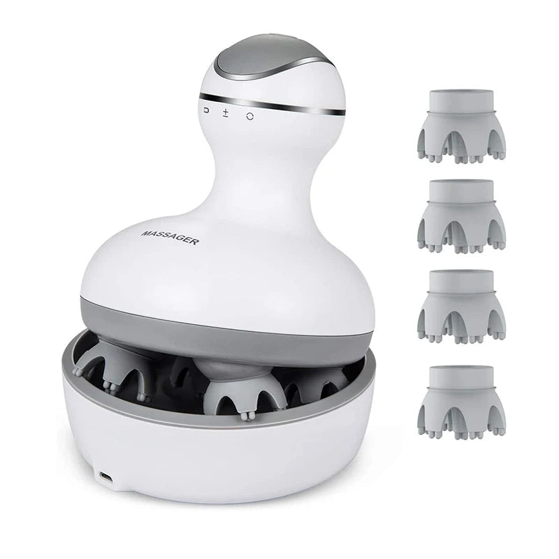 Electric Head Scalp Massager Portable Head Scratcher with Tissue Kneading Nodes Back Massager for Shoulder Calf Muscles Relax
