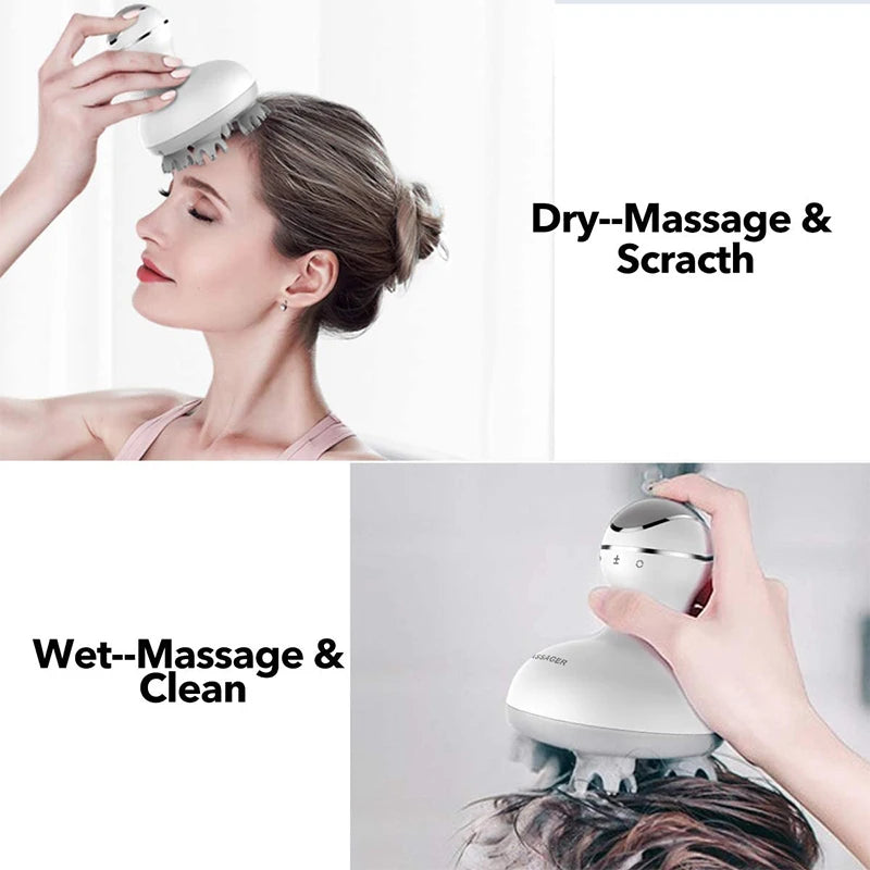 Electric Head Scalp Massager Portable Head Scratcher with Tissue Kneading Nodes Back Massager for Shoulder Calf Muscles Relax