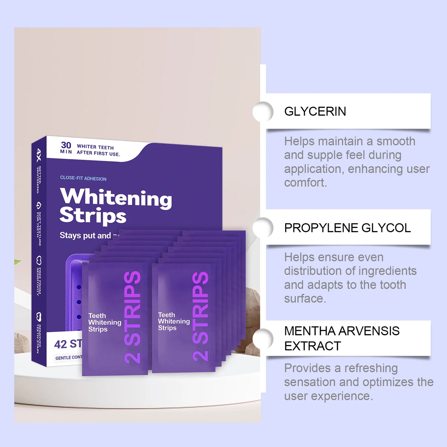 Purple Teeth Whitening Strip Fresh Breath Removing Yellow Stains Cleaning Dental Bleaching Brightening Patch Oral Care Daily Use
