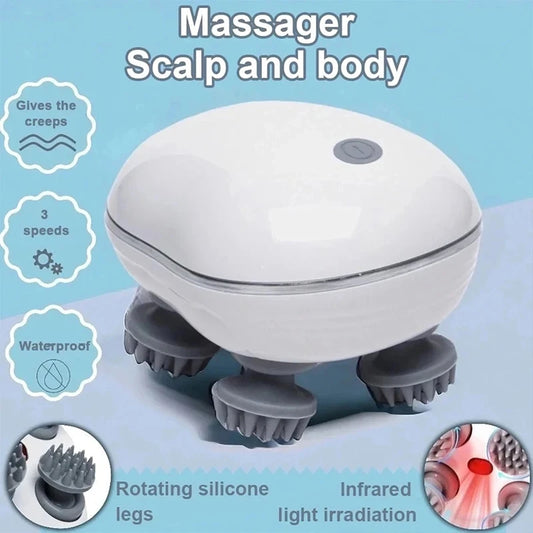 Electric Scalp Massager Head Massage Device Adjustable Speed Deep Tissue Vibration Hair Growth Relaxation Waterproof Tool