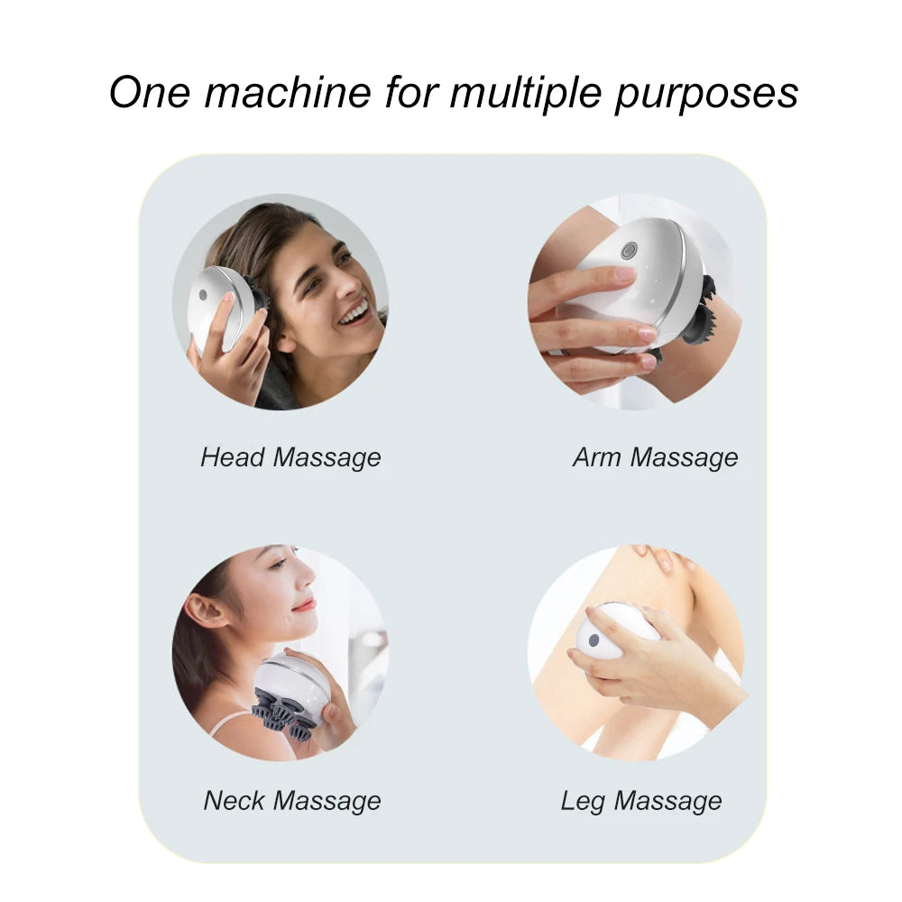 Electric Head Massager Rechargeable Scalp Kneading Massage Portable Red Light Care Handheld Massager Stress Relax Comfort