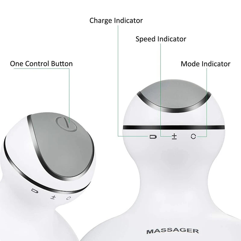 Electric Head Scalp Massager Portable Head Scratcher with Tissue Kneading Nodes Back Massager for Shoulder Calf Muscles Relax