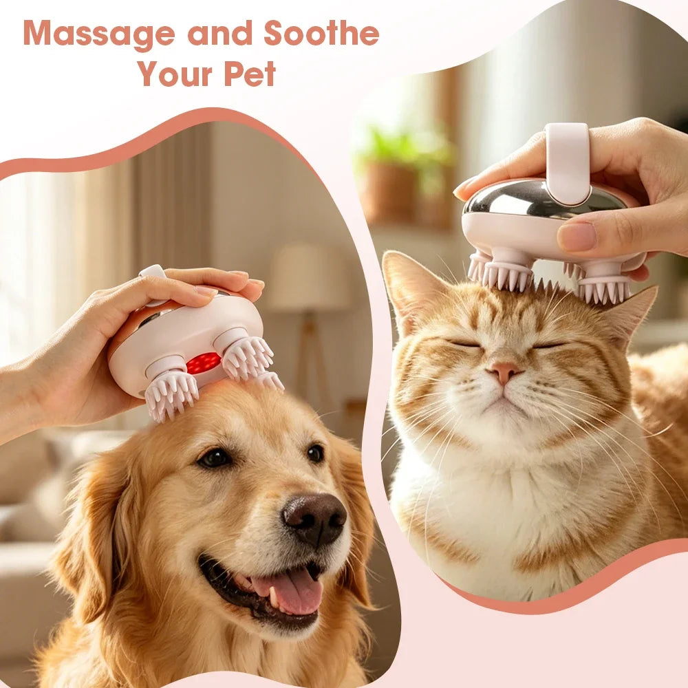 Electric Scalp Head Massager 4 Heads Kneading Vibrating Device Shoulder Neck Leg Arm Deep Tissue Massage Cat Pet Massager