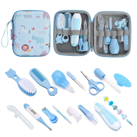 20pcs Healthcare Kit with Portable Case- Comprehensive Health & Grooming Set with Ear Spoon, Nail Clippers, Comb, Brushes & More