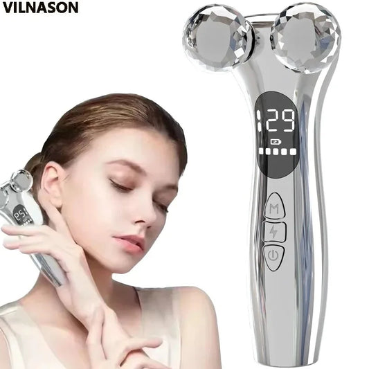 Electric Facial Micro-current Beauty Instrument LED Display Face Lift Roller Massager Skin Tighten Massage Beauty Devices