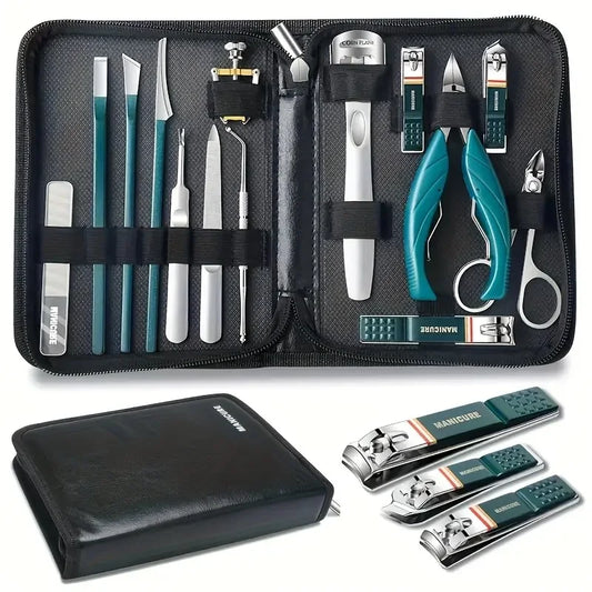 Nail care set - Stainless steel manicure and pedicure set - Nail clipper set - Gift with travel case