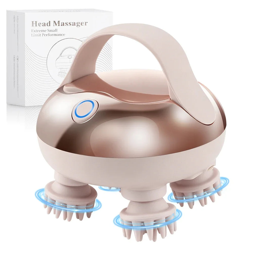 Electric Scalp Head Massager 4 Heads Kneading Vibrating Device Shoulder Neck Leg Arm Deep Tissue Massage Cat Pet Massager
