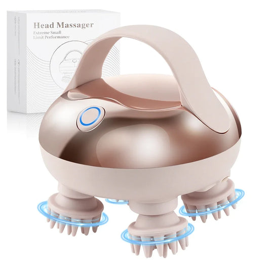 Electric Scalp Head Massager 4 Heads Kneading Vibrating Device Shoulder Neck Leg Arm Deep Tissue Massage Cat Pet Massager