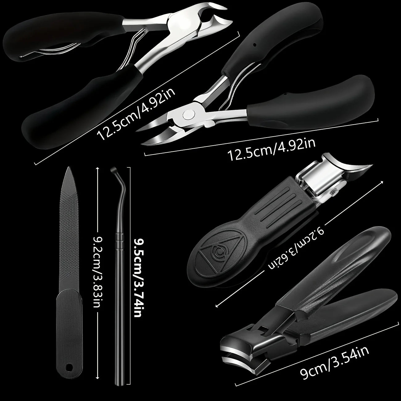Nail care kit, suitable for growing toenails and thick toenails equipped with nail files cuticle forceps and nail trimming tools